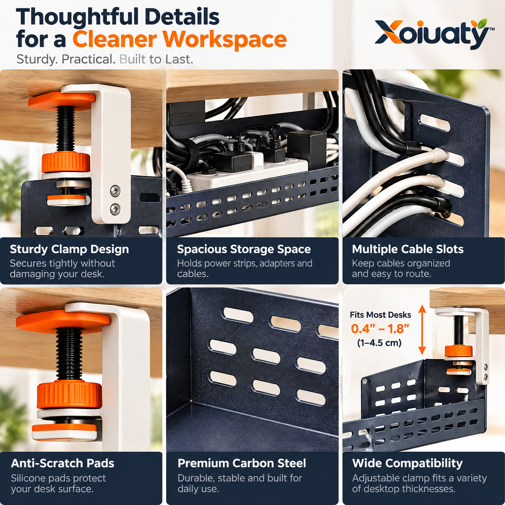 Xoiuaty™ No-Drill Under-Desk Cable Tray branded main image