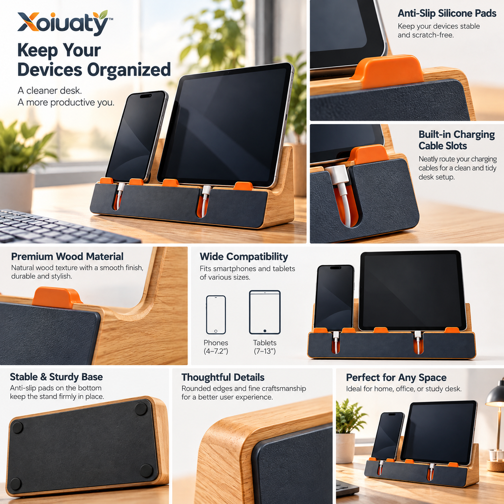 Xoiuaty™ Dual-Device Phone & Tablet Stand branded main image