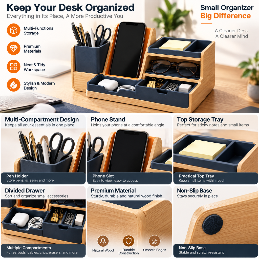Xoiuaty™ Modular Desktop Organizer branded main image