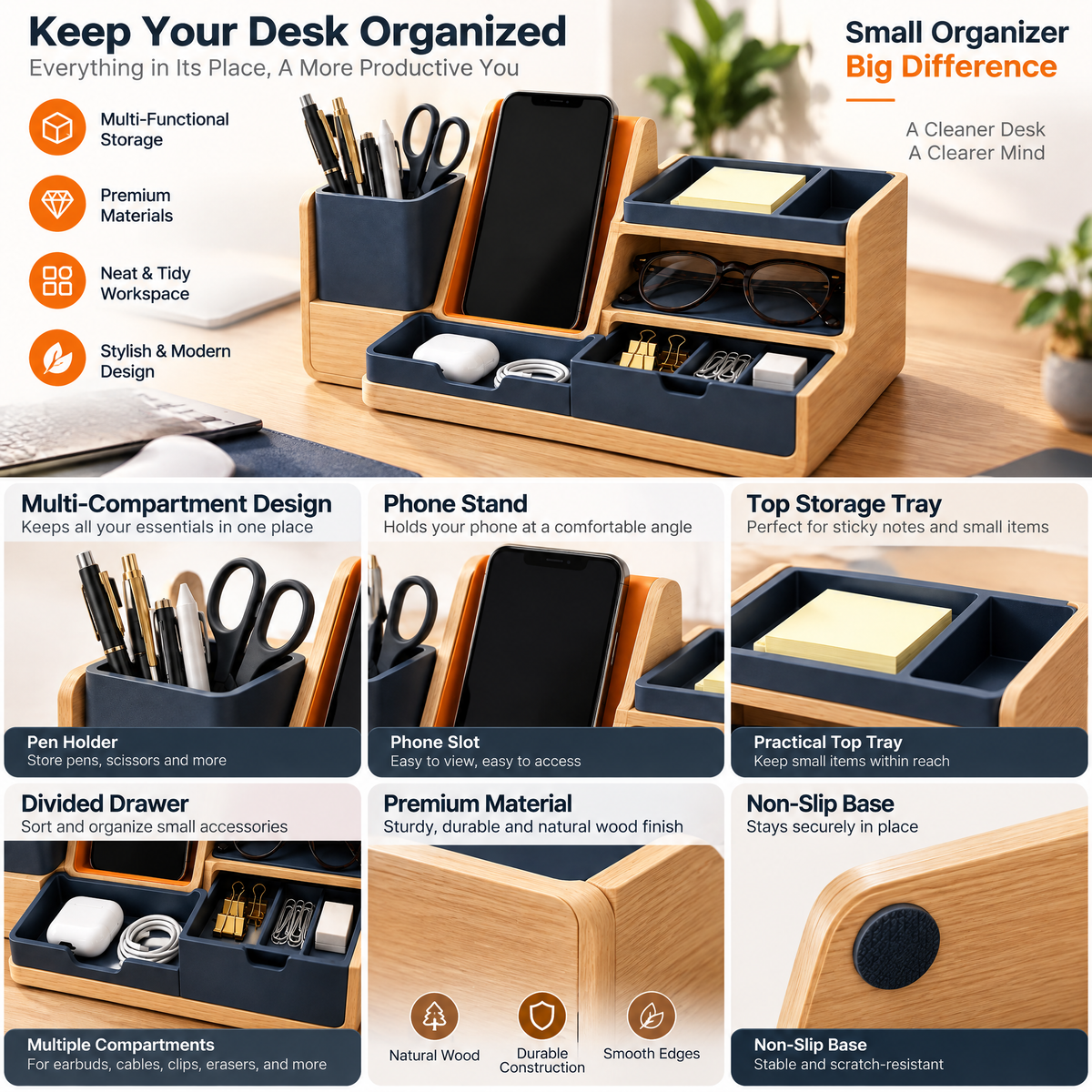 Xoiuaty™ Modular Desktop Organizer branded main image