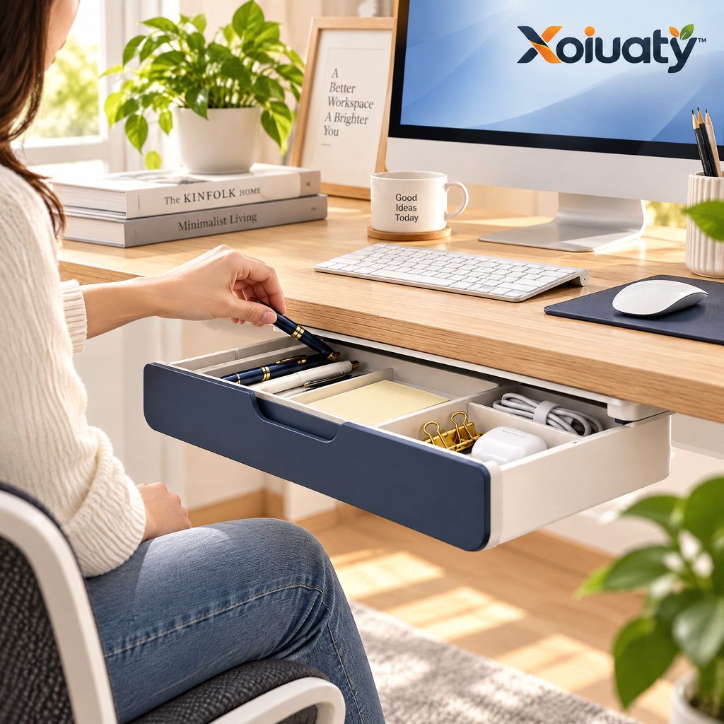 Xoiuaty™ Hidden Under-Desk Storage Drawer lifestyle view