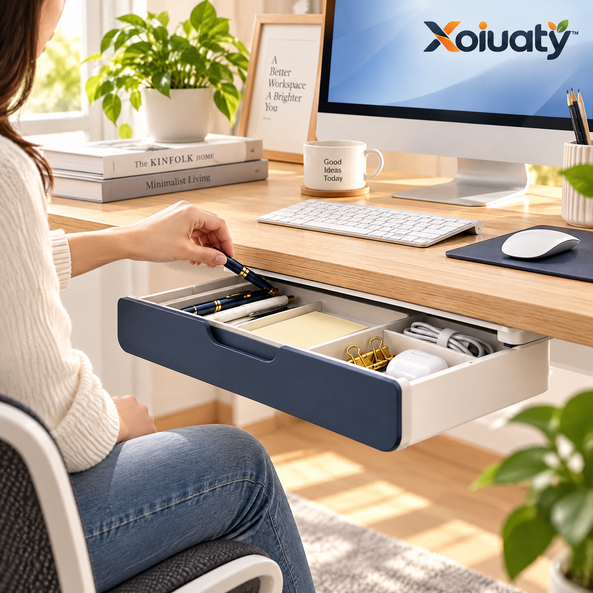 Xoiuaty™ Hidden Under-Desk Storage Drawer lifestyle view