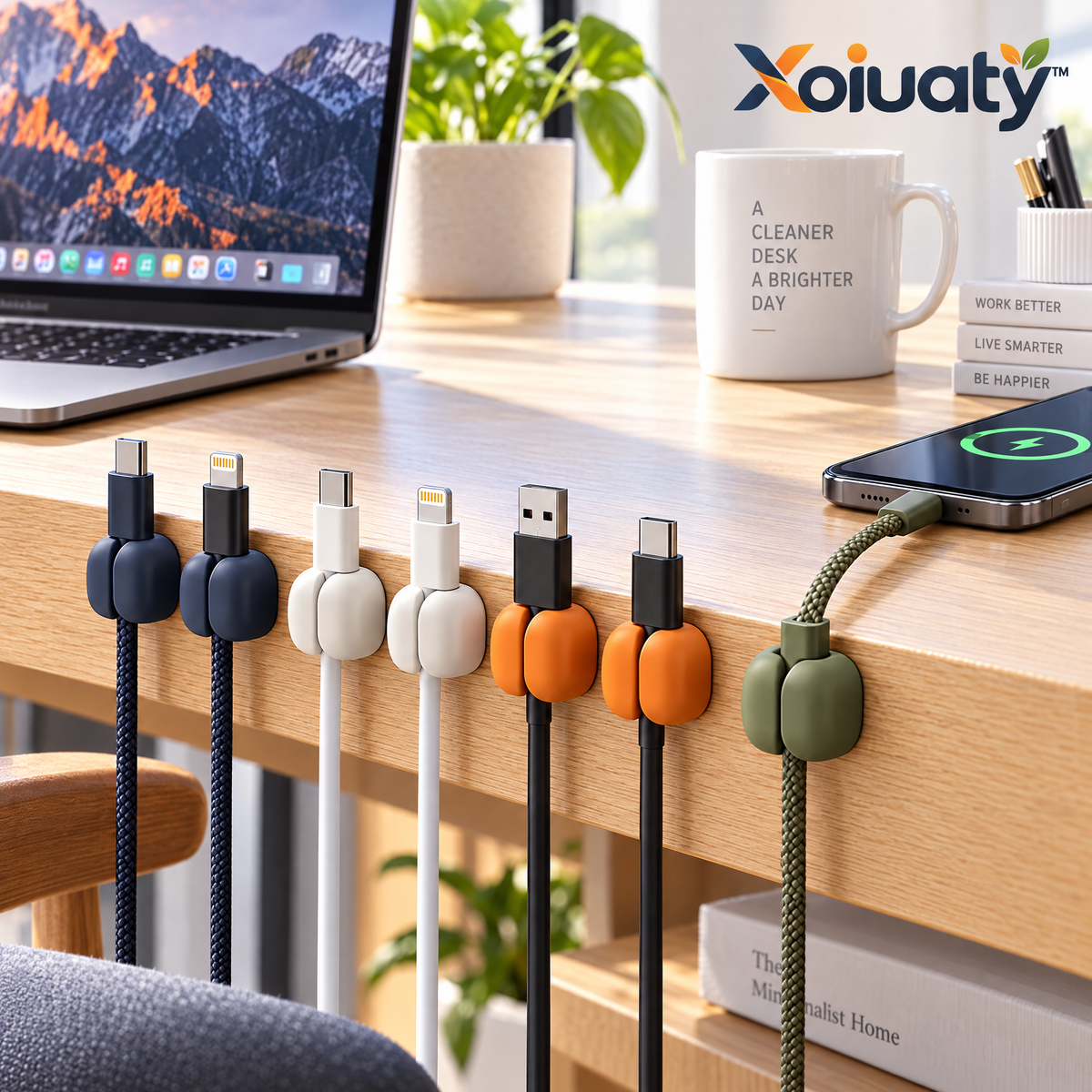 Xoiuaty™ Magnetic Cable Clips, 8-Piece Set lifestyle view