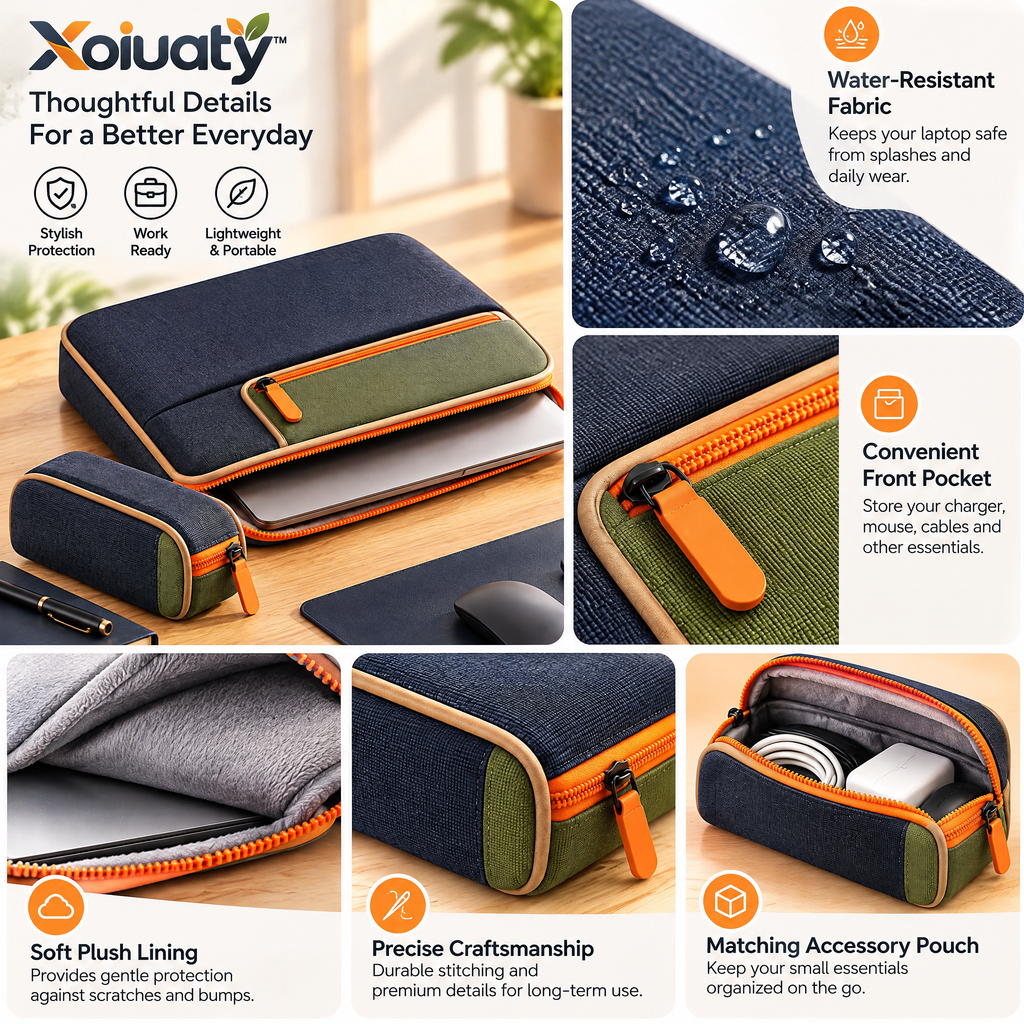 Xoiuaty™ Padded Laptop Sleeve & Accessory Pouch Set branded main image