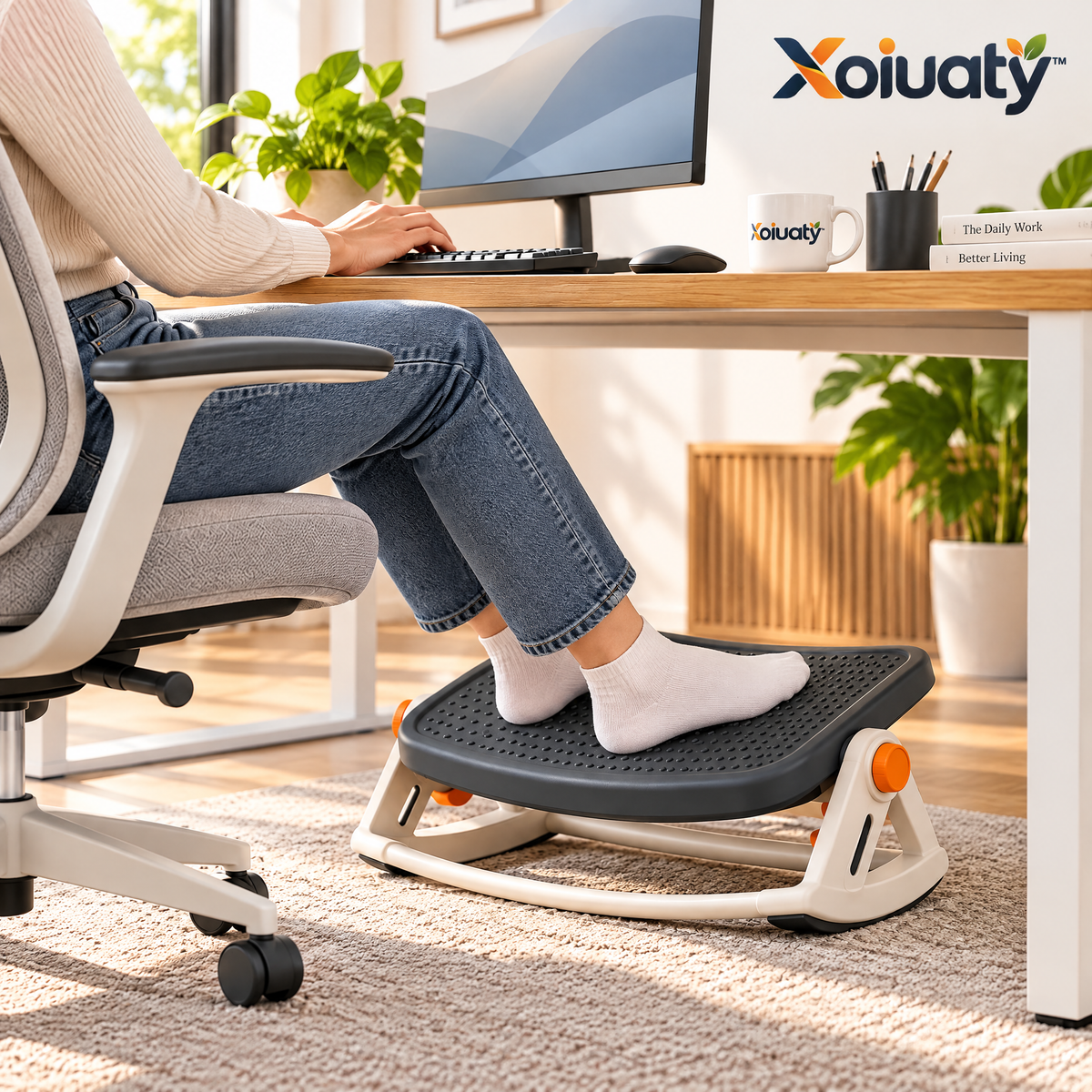 Xoiuaty™ Adjustable Office Footrest lifestyle view